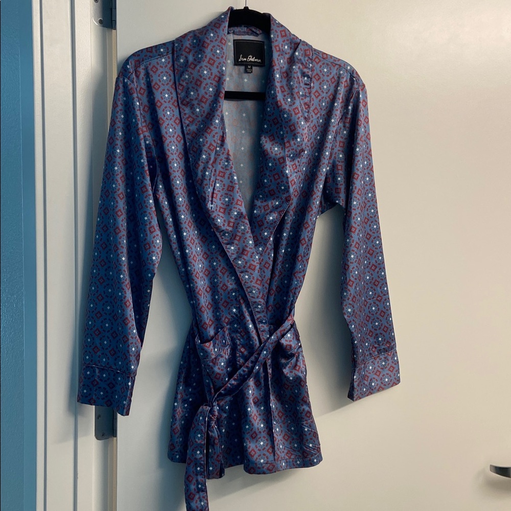 Sam Edelman Blue and Red Geometric Women's Robe